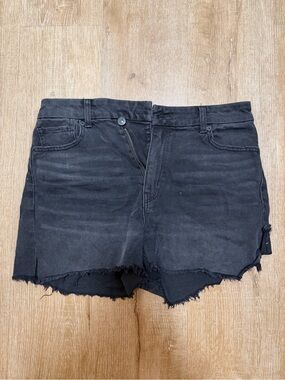 American Eagle Outfitters Black Frayed Hem Denim Shorts